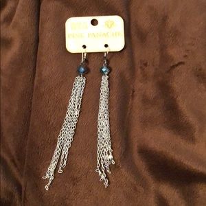 Pink Panache Silver and blue bead earrings